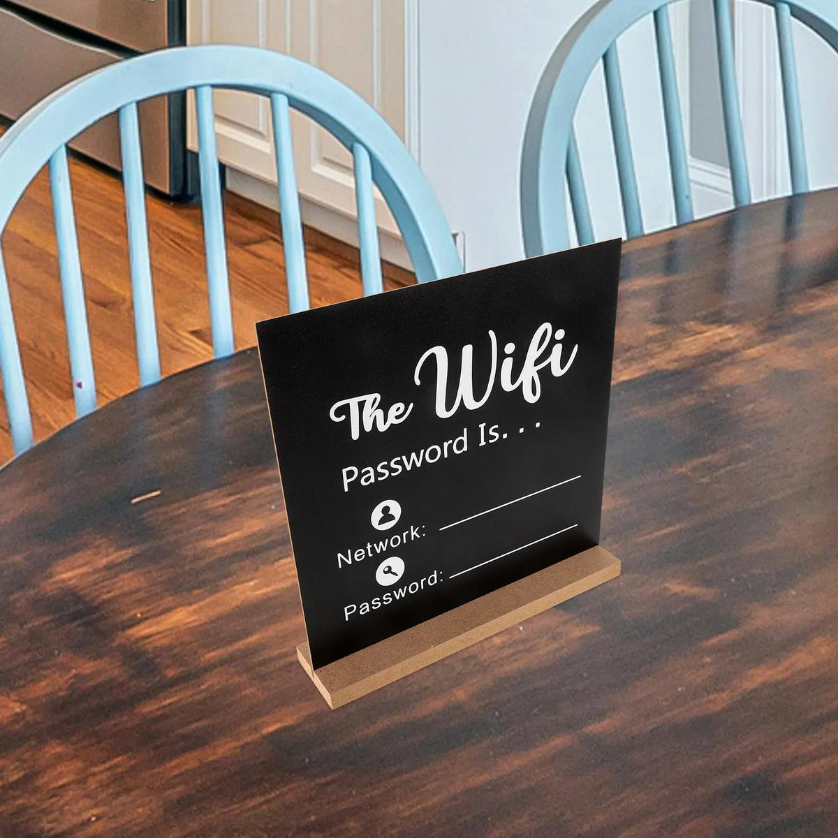 Solid Wood WiFi Password Sign – Erasable Tabletop Plaque Decorative Wood Sign PLUSH