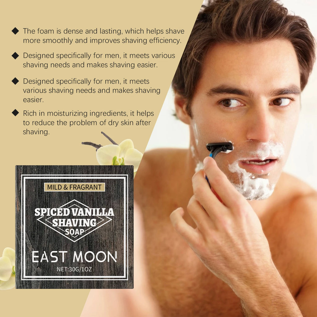 Vanilla Shaving Soap – Rich Foam, Smooth Glide | East Moon Shaving Soap Bar PLUSH