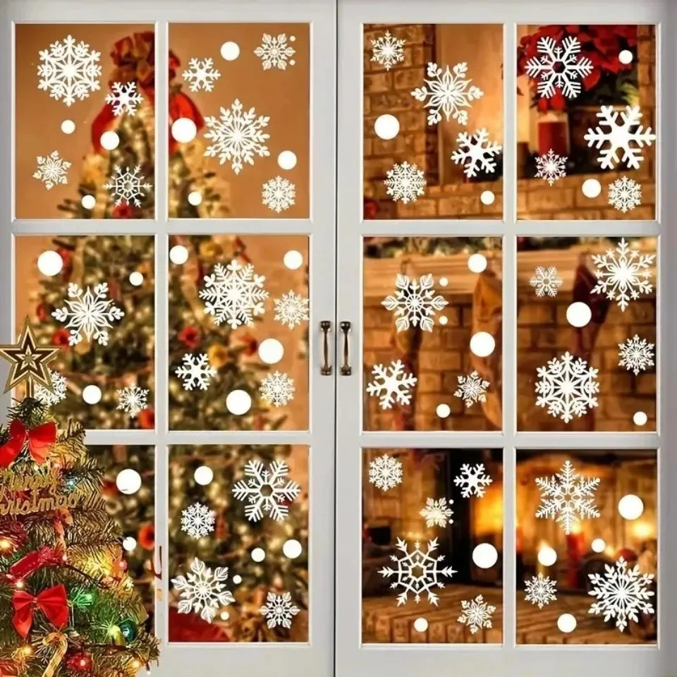 Snowflake Window Stickers – Christmas Window Decals 1 Set Holiday Window Decals PLUSH