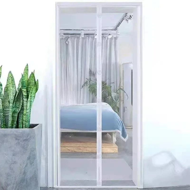 Hands-Free Mesh Door Curtain – No-Drill Insect Barrier Mesh Door Curtain PLUSH White 90x210cm