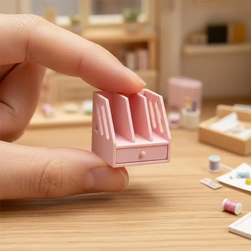 Miniature 1:12 File Basket – Dollhouse Desktop Storage Organizer Dollhouse Accessory PLUSH