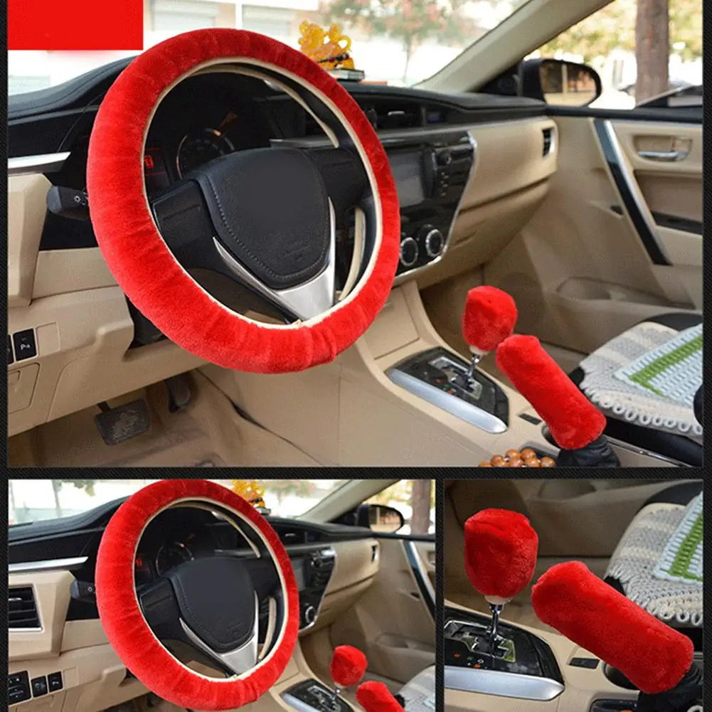 Plush Winter Car Steering Wheel Cover Set – Non-Slip Soft Steering Wheel Cover PLUSH