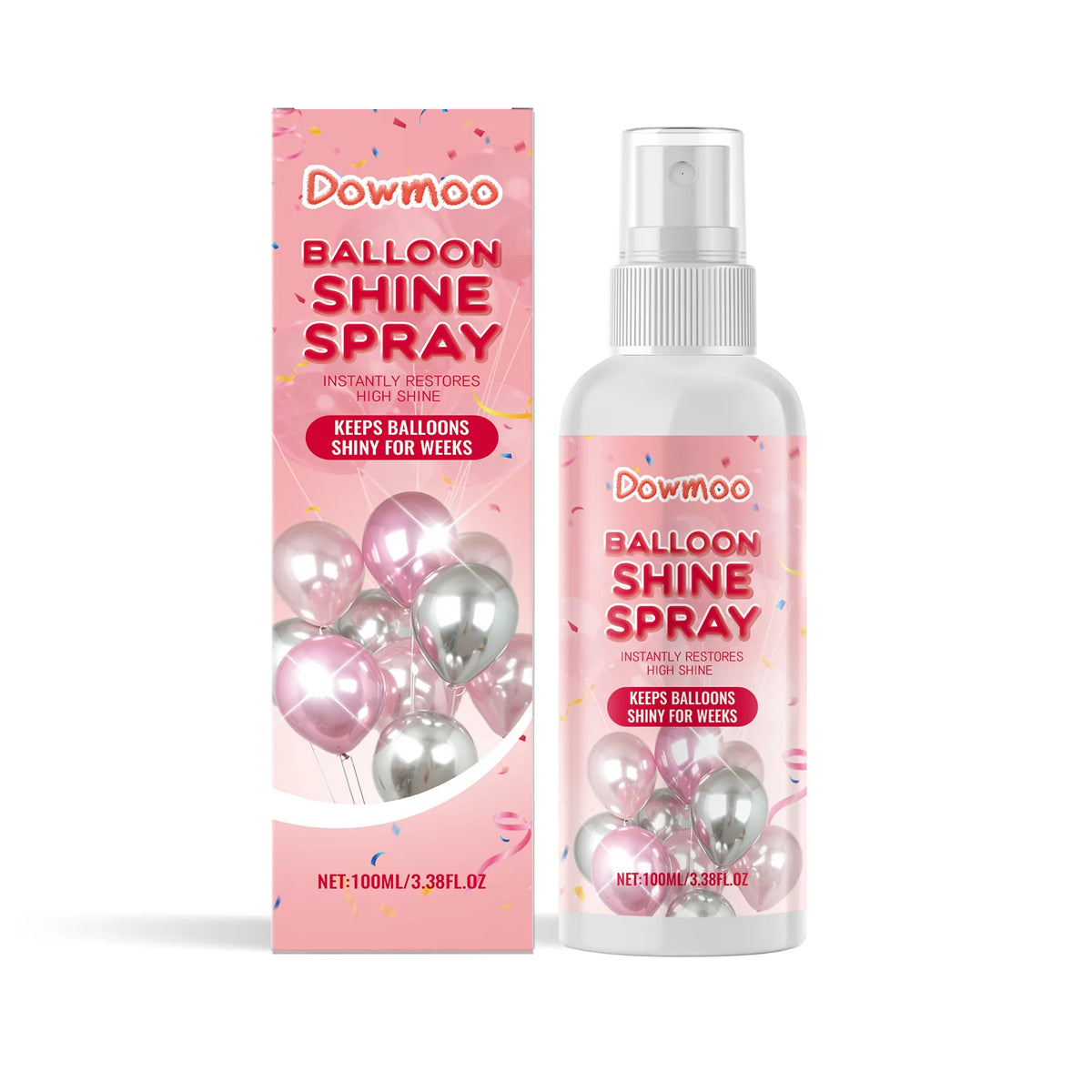 DOWMOO Balloon Shine Spray – High-Gloss Polish for Latex Balloons Balloon Polish Spray PLUSH 100ml Boxed Other x 4pcs