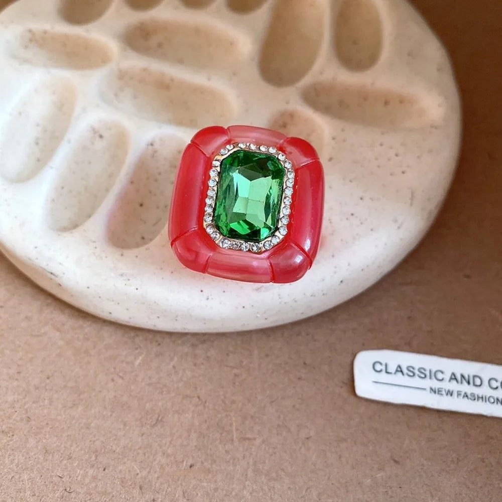 Y2K Candy Color Acrylic Resin Dome Ring | Korean Punk Style Fashion Statement Ring PLUSH Pink Green