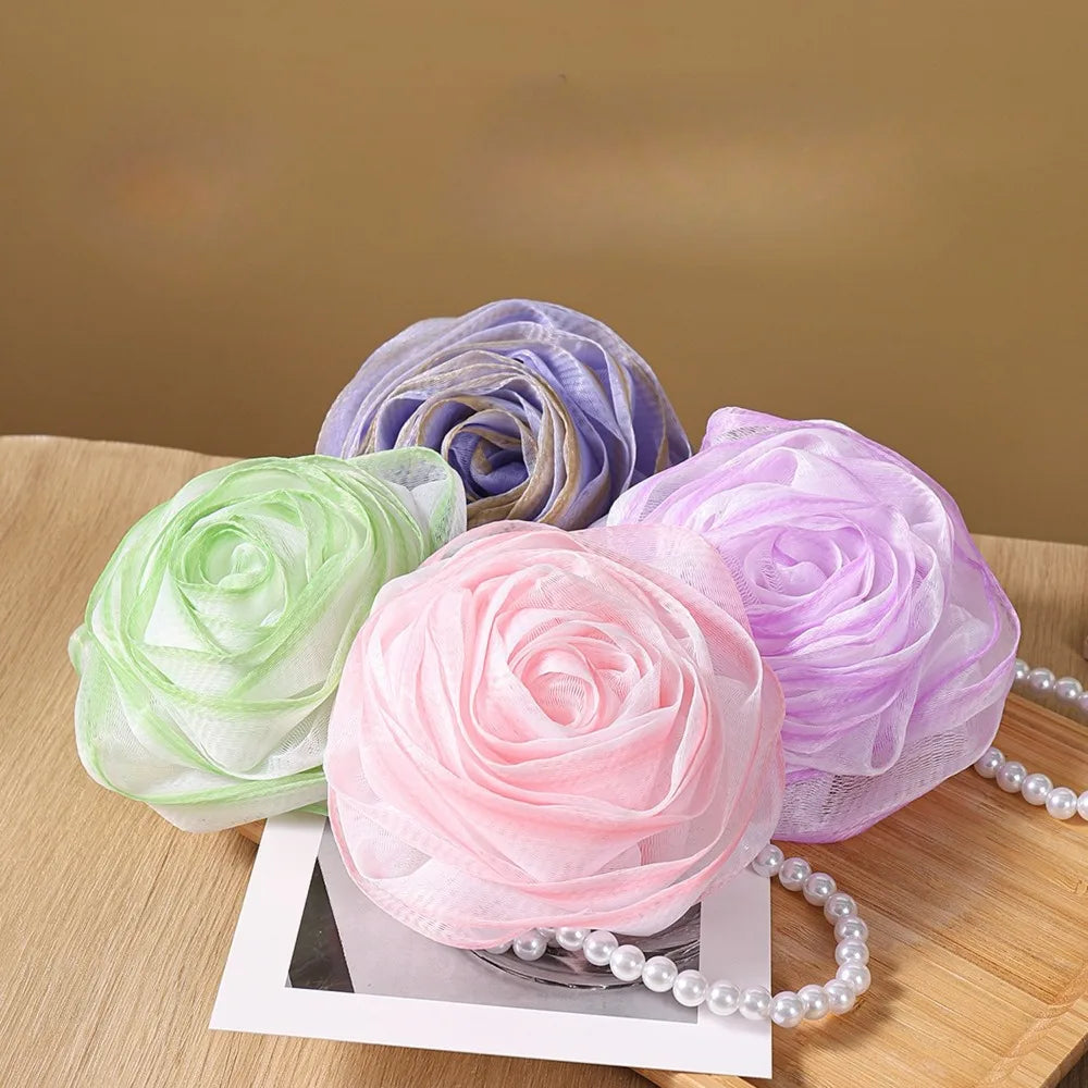 Pearl Rose Exfoliating Bath Sponge – Foaming Mesh Scrubber Bath Mesh Scrubber PLUSH
