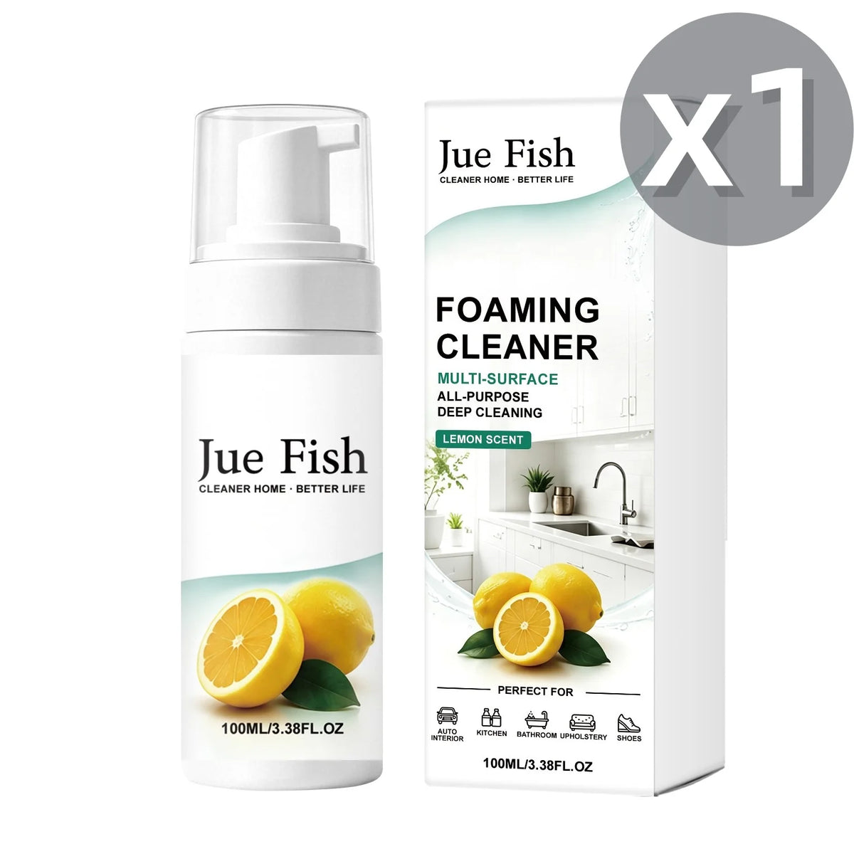 Jue-Fish Multi-Surface Foaming Cleaner No-Rinse Spray Multi-Surface Cleaner Spray PLUSH 100ml Boxed