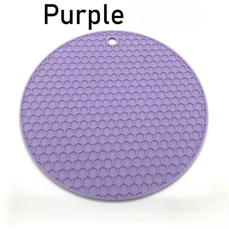 Silicone Round Trivet Mats Honeycomb | Jar Opener 1-3 PCS Silicone Trivet Mat PLUSH Purple 1PC