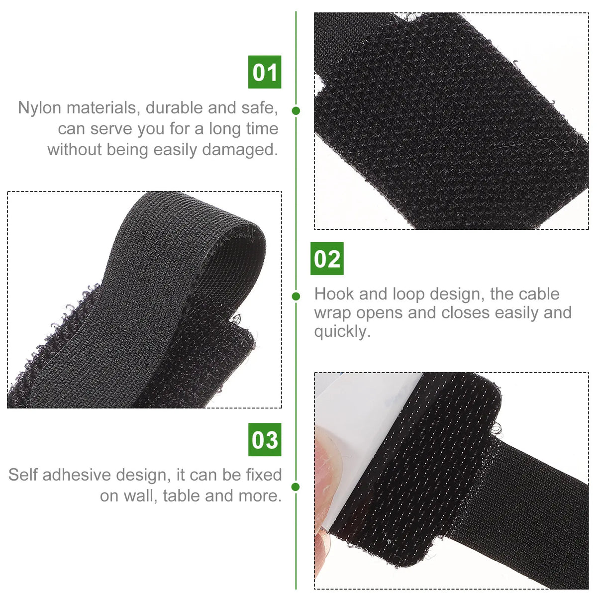 40pcs Reusable Hook & Loop Cable Ties – Self-Adhesive Cord Organizer Cable Management Ties PLUSH