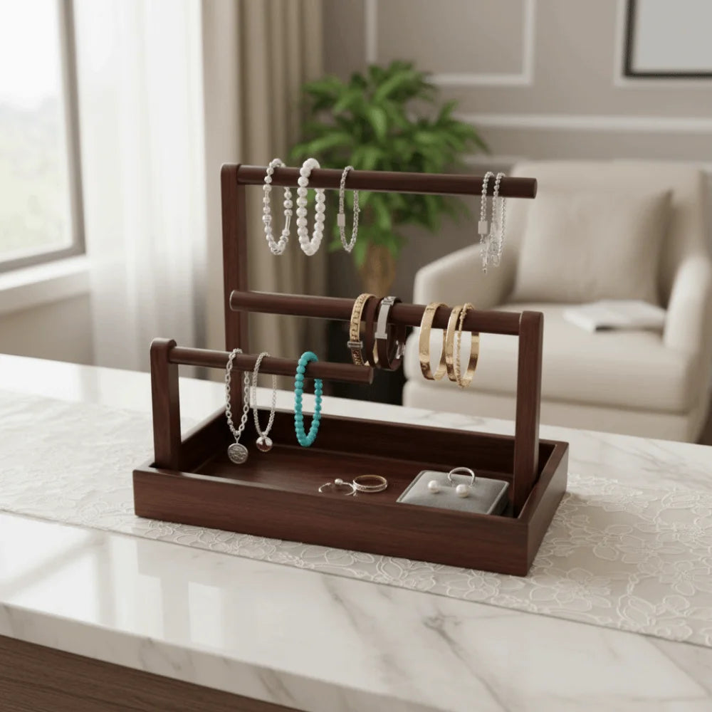 Solid Wood Bracelet Stand – Multi-Layer Jewelry Organizer Jewelry Display Stand PLUSH