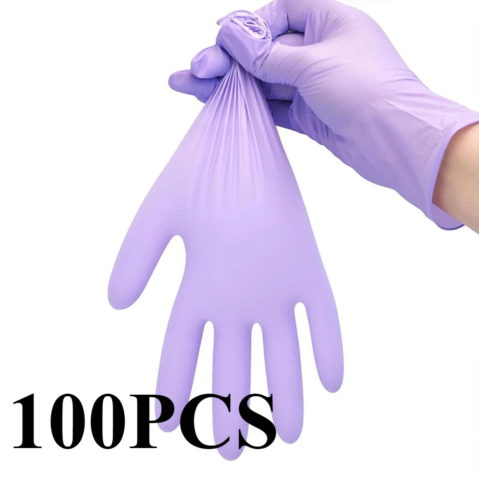 Light Purple Nitrile Disposable Gloves Powder Free Latex Free 50/100 Disposable Nitrile Gloves PLUSH 100PCS L