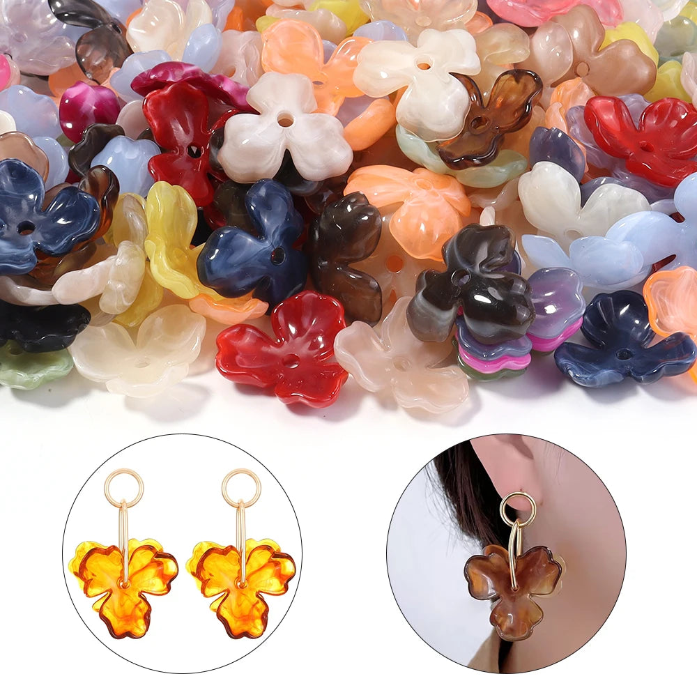 10pcs Two-Tone Flower Acrylic Bead Caps 22mm – DIY Jewelry Acrylic Bead Caps PLUSH