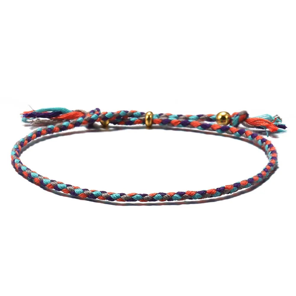 Adjustable Woven Bracelet – Colorful Bohemian Braid Charm Woven Charm Bracelet PLUSH D