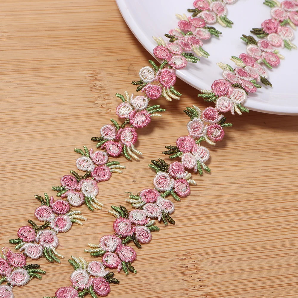 2 Yards Colorful Flower Lace Trim – DIY Ribbon & Jewelry Lace Trim Ribbon PLUSH pink 2cm