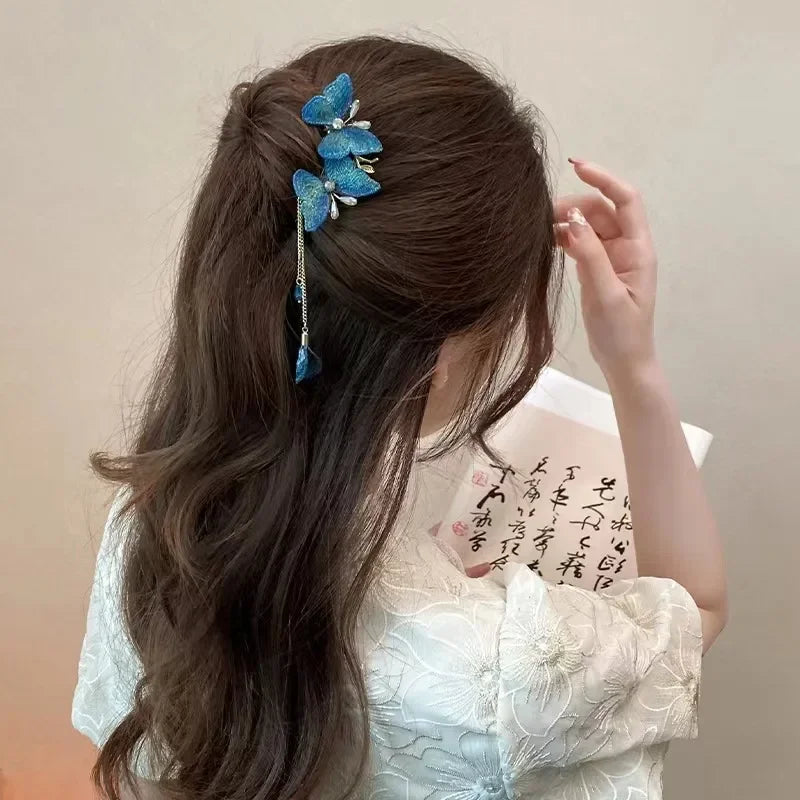 Vintage Fan Tassel Insert Comb Clip – Elegant Hair Pin Tassel Hair Clip PLUSH