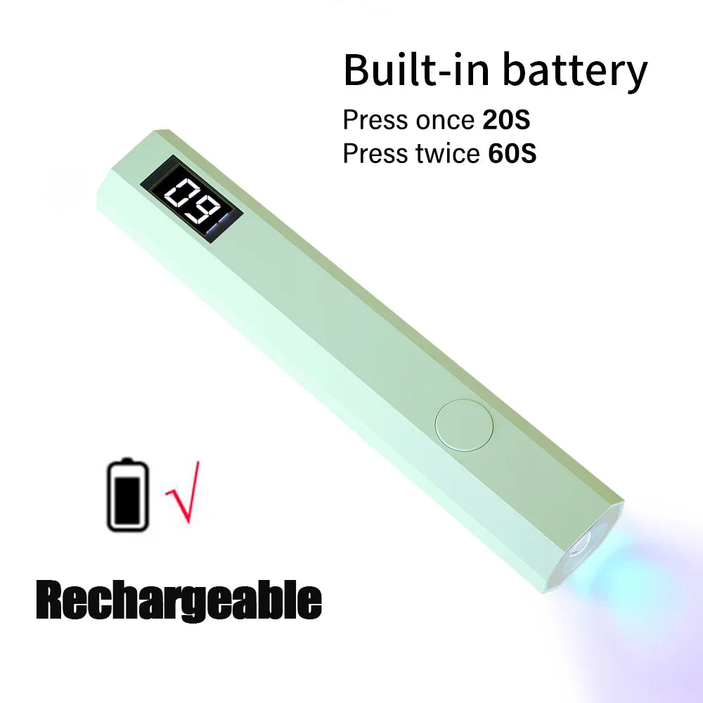 Portable UV LED Nail Lamp Pen – Rechargeable Mini Nail Dryer UV LED Nail Lamp PLUSH Green