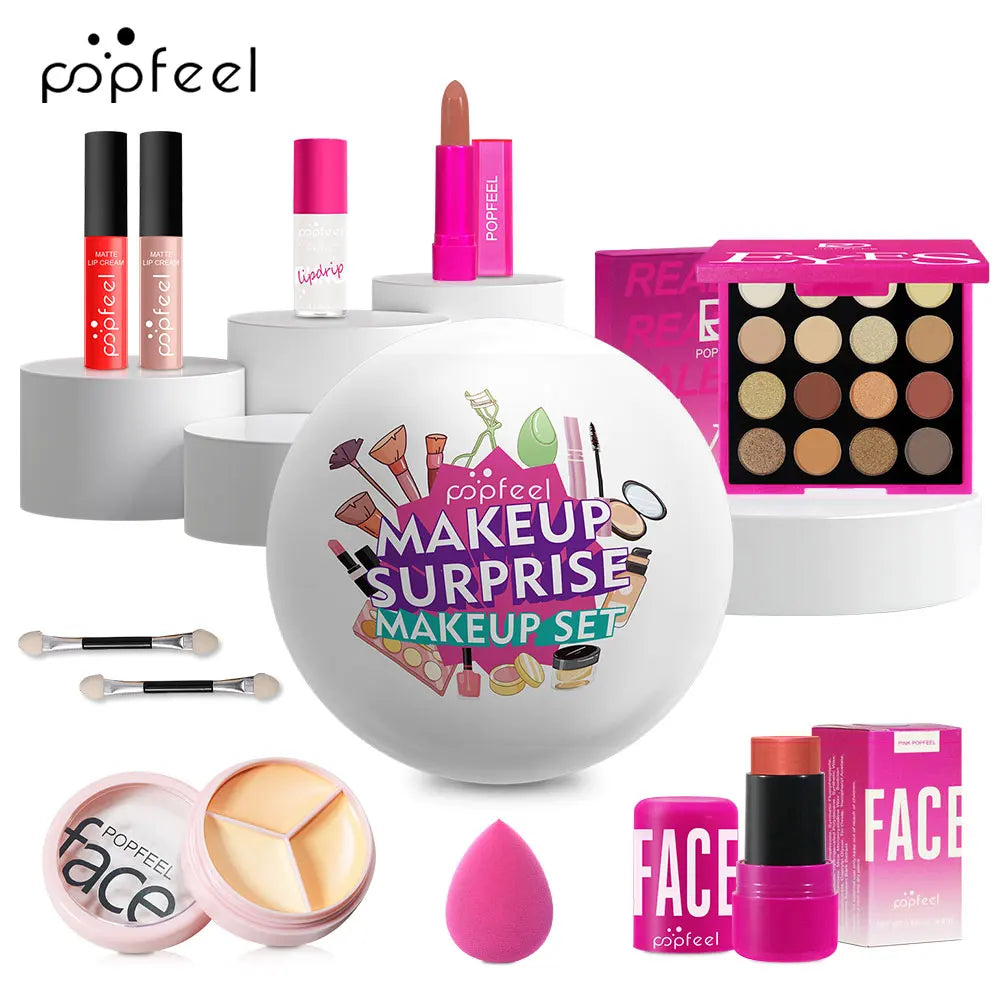 POPFEEL Surprise Makeup Ball Gift Set – Festive Cosmetic Bundle Makeup Gift Set PLUSH