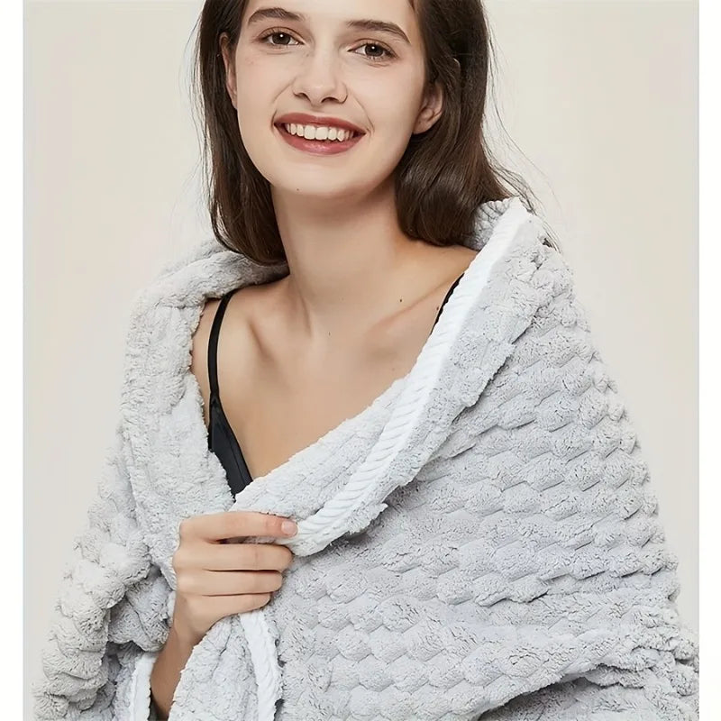 PLUSH 70x140cm Waffle Weave Bath Towel | Quick Dry Coral Fleece Bath Towel PLUSH