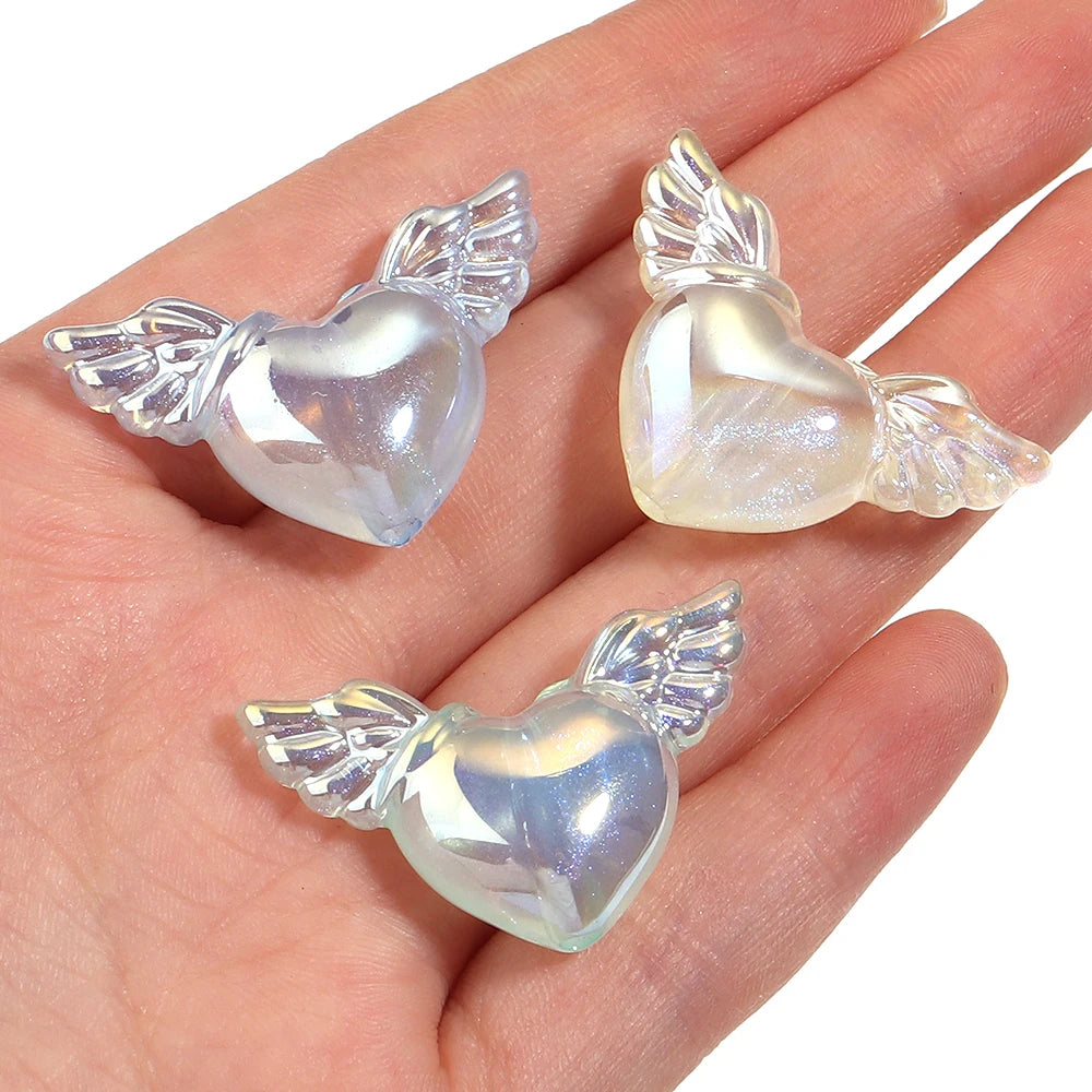 10pcs AB Wing Heart Acrylic Spacer Beads – DIY Jewelry Making Acrylic Spacer Beads PLUSH