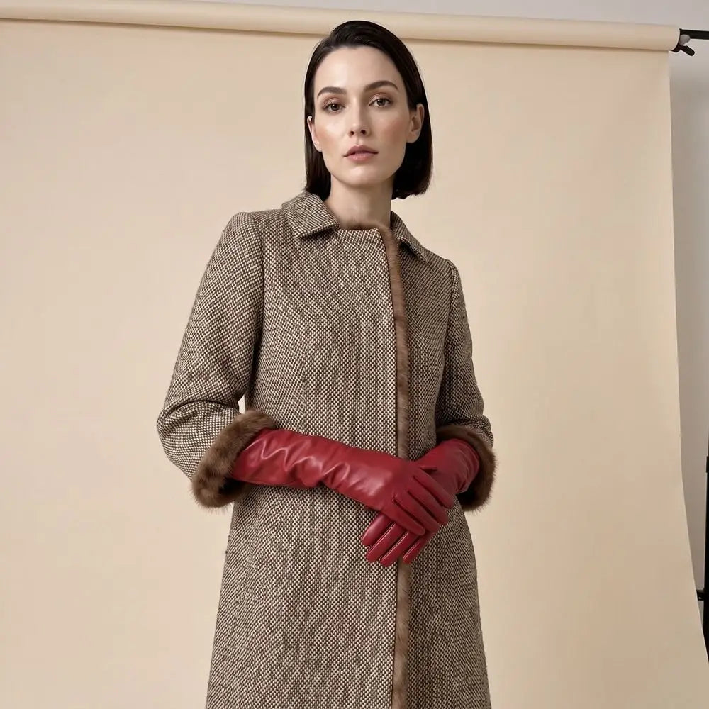 Women's PU Leather Elbow Gloves – 1920s Long Touch Screen Style Long Fashion Gloves PLUSH