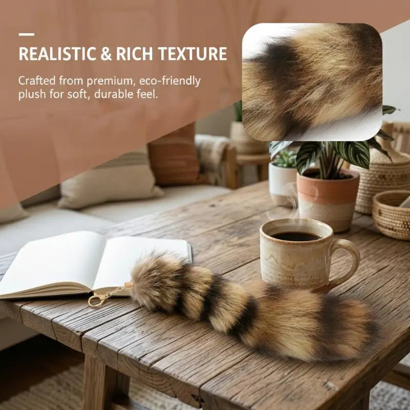 Plush Raccoon Tail Keychain – Fluffy Furry Pompom Bag Charm Plush Keychain Charm PLUSH