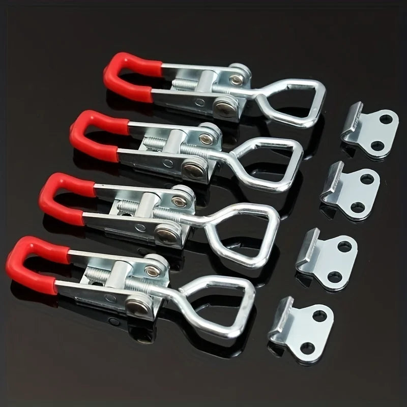 4pcs Heavy Duty Iron Adjustable Strap Latch Bolt Clamp Set Latch Clamp Set PLUSH Red