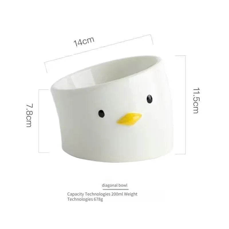 Ceramic Cat Bowl Set – Dual Compartment Non-Slip Pet Feeding Dish Pet Feeding Bowl PLUSH B