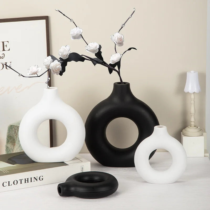 Nordic White Ceramic-Look Plastic Vase | Modern Home Decor Decorative Vase PLUSH
