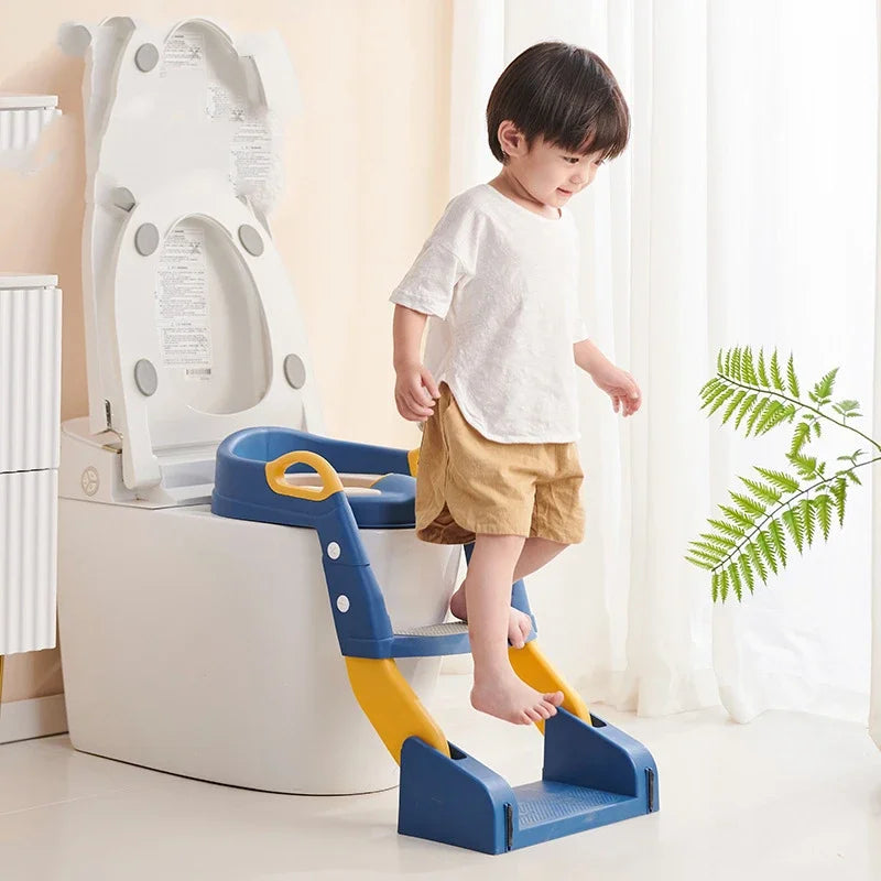 Foldable Kids Toilet Seat with Step Stool Ladder – Unisex Kids Potty Seat PLUSH