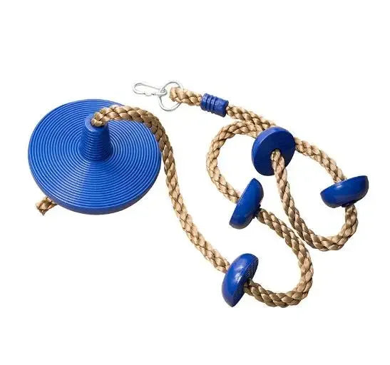 Kids Climbing Rope with Platforms & Disc Swing Seat Set Kids Swing Climbing Set PLUSH blue