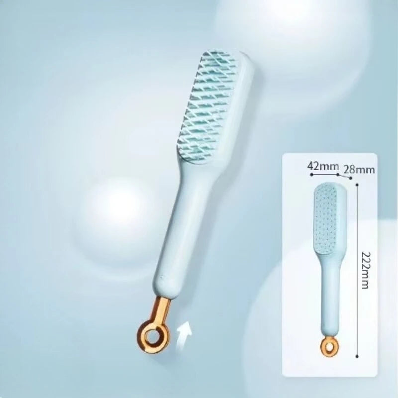 Self-Cleaning Anti-Static Massage Hair Comb | Retractable Brush Massage Hair Comb PLUSH Blue