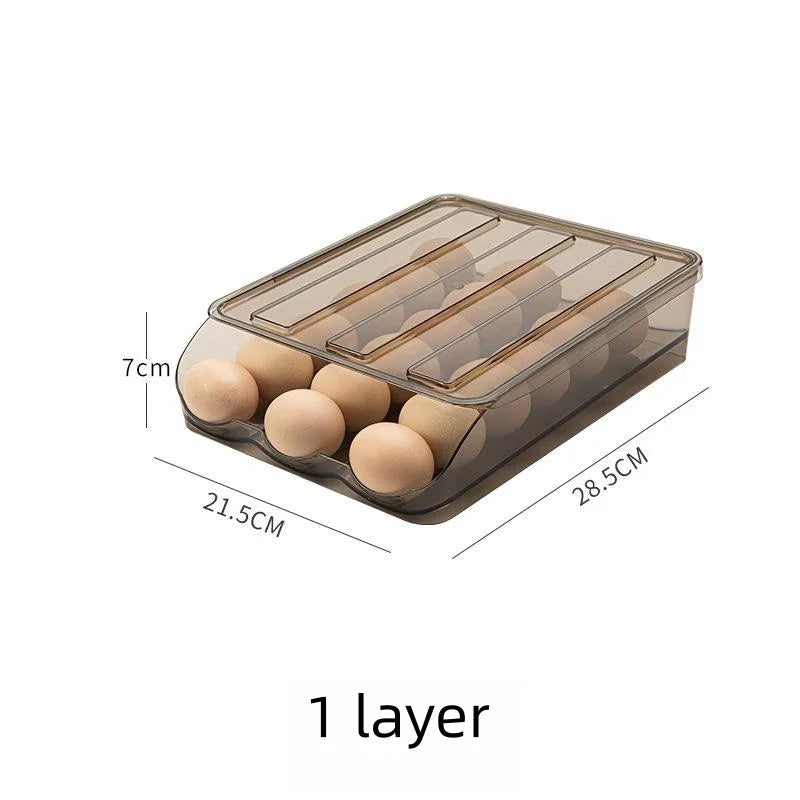Automatic Slide Egg Organizer – 54-Egg Fridge Storage Box Egg Storage Organizer PLUSH egg storage box 1