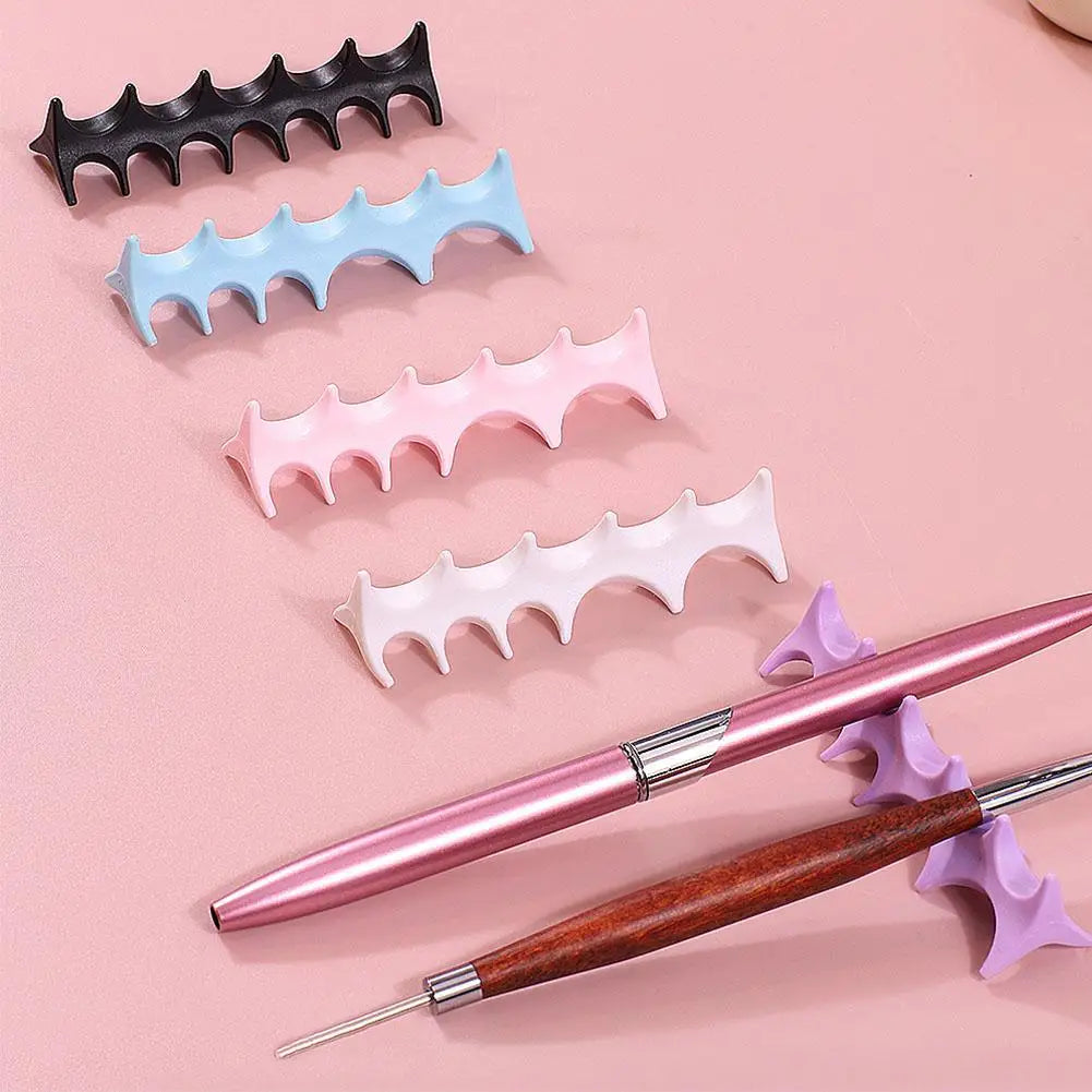 Silicone Fishbone Nail Art Pen Holder – 5-Slot Brush Stand Nail Brush Holder PLUSH