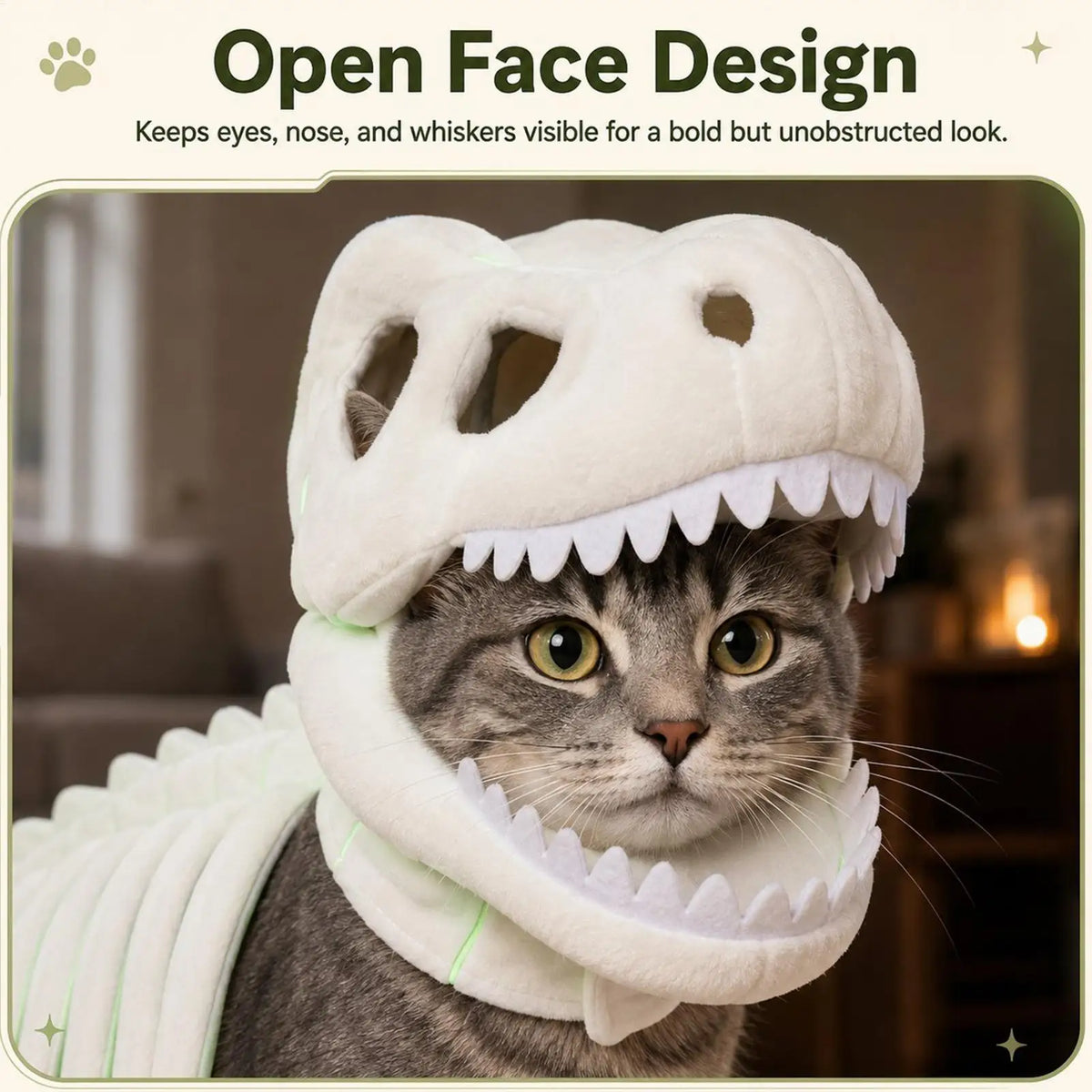 Dinosaur Skeleton Glow Pet Costume for Cats & Small Dogs Pet Halloween Costume PLUSH