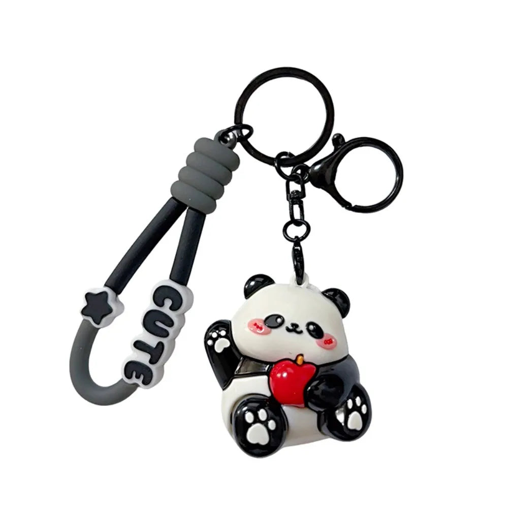 Cute Cartoon Panda Silicone Keychain – Fun Animal Key Ring Animal Keychain PLUSH Take a Fruit