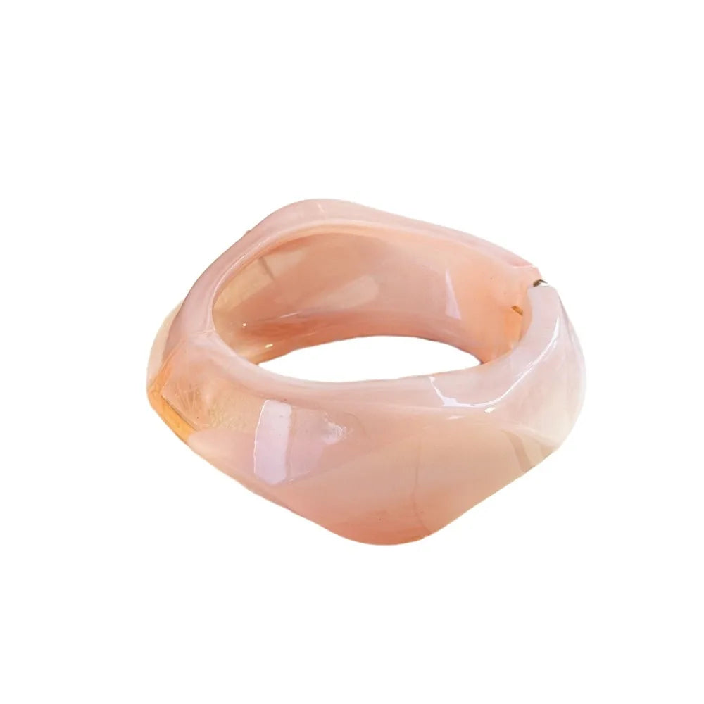 Irregular Acrylic Cuff Bangles – Colorful Vintage Open Design Acrylic Cuff Bangle PLUSH Pink