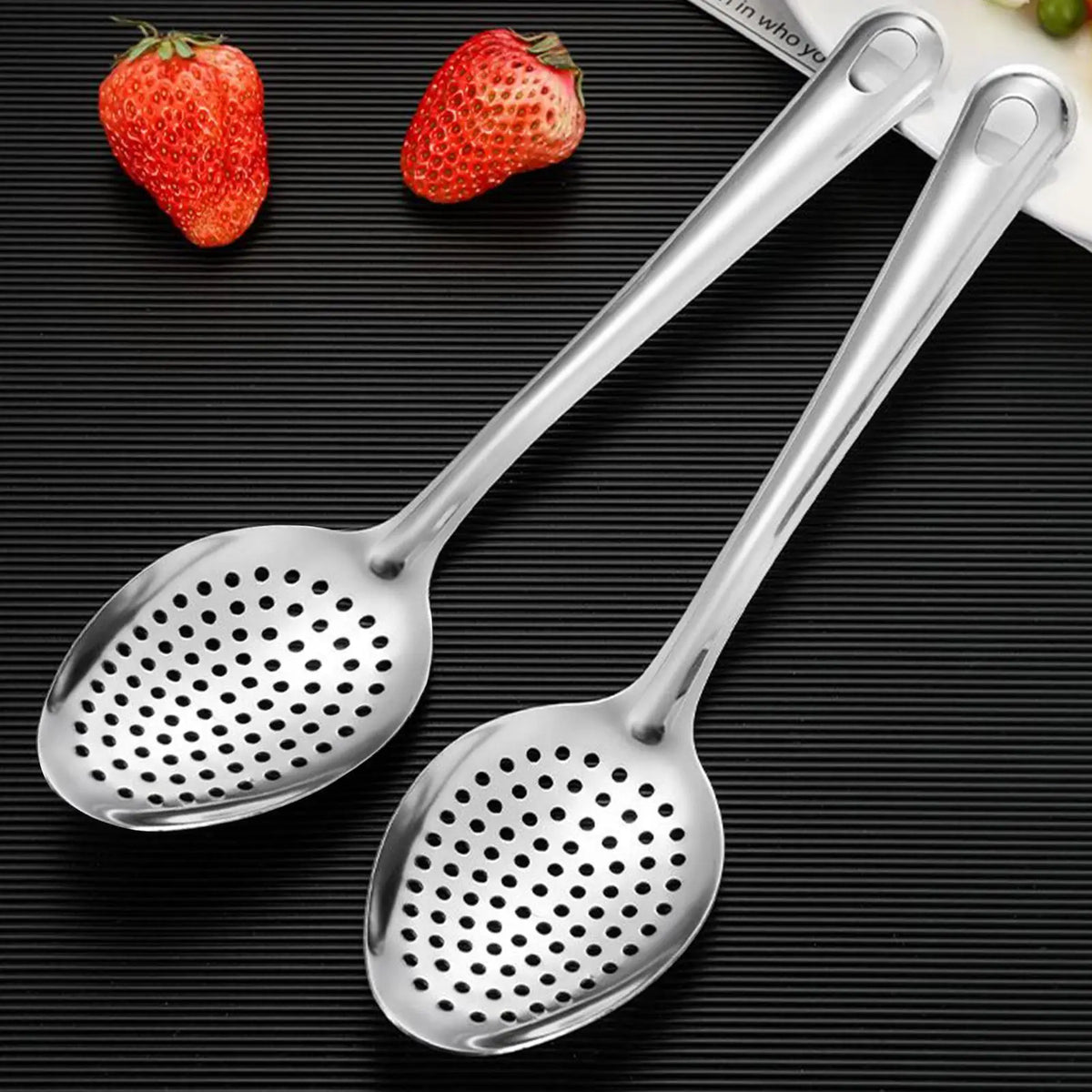 Stainless Steel Slotted Spoon Skimmer & Kitchen Strainer Kitchen Strainer Spoon PLUSH