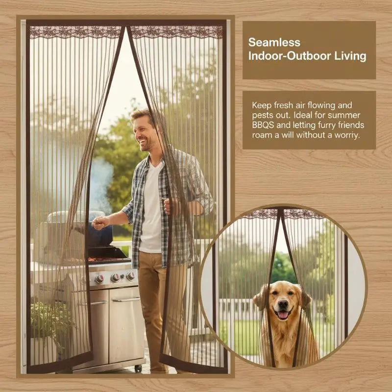Magnetic Screen Door Mesh Curtain – Insect & Fly Net Mesh Door Screen PLUSH