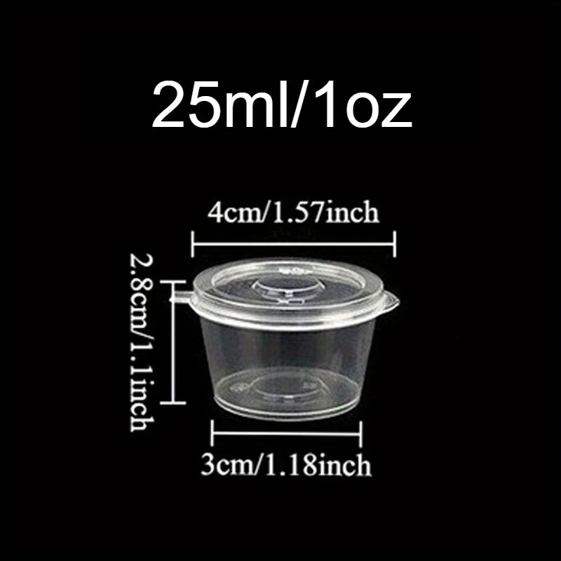 Plastic Sauce Jars with Lids – Leak-Proof 20/50/100pcs Cups Sauce Storage Cups PLUSH 25ml-1oz 100PCS