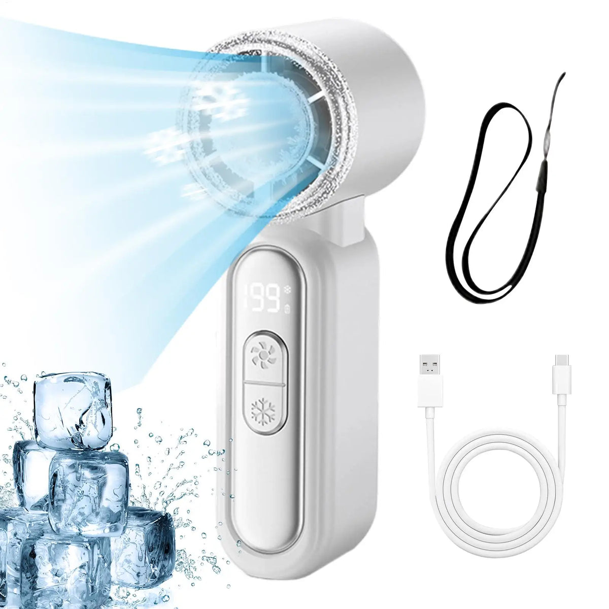 Mini Rechargeable Handheld Fan – LED Display & Lanyard Handheld Portable Fan PLUSH