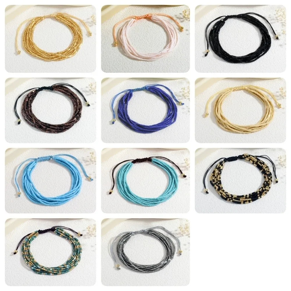 Colorful Boho Stackable Beads Bracelets – Adjustable Multilayer Beaded Bracelet PLUSH