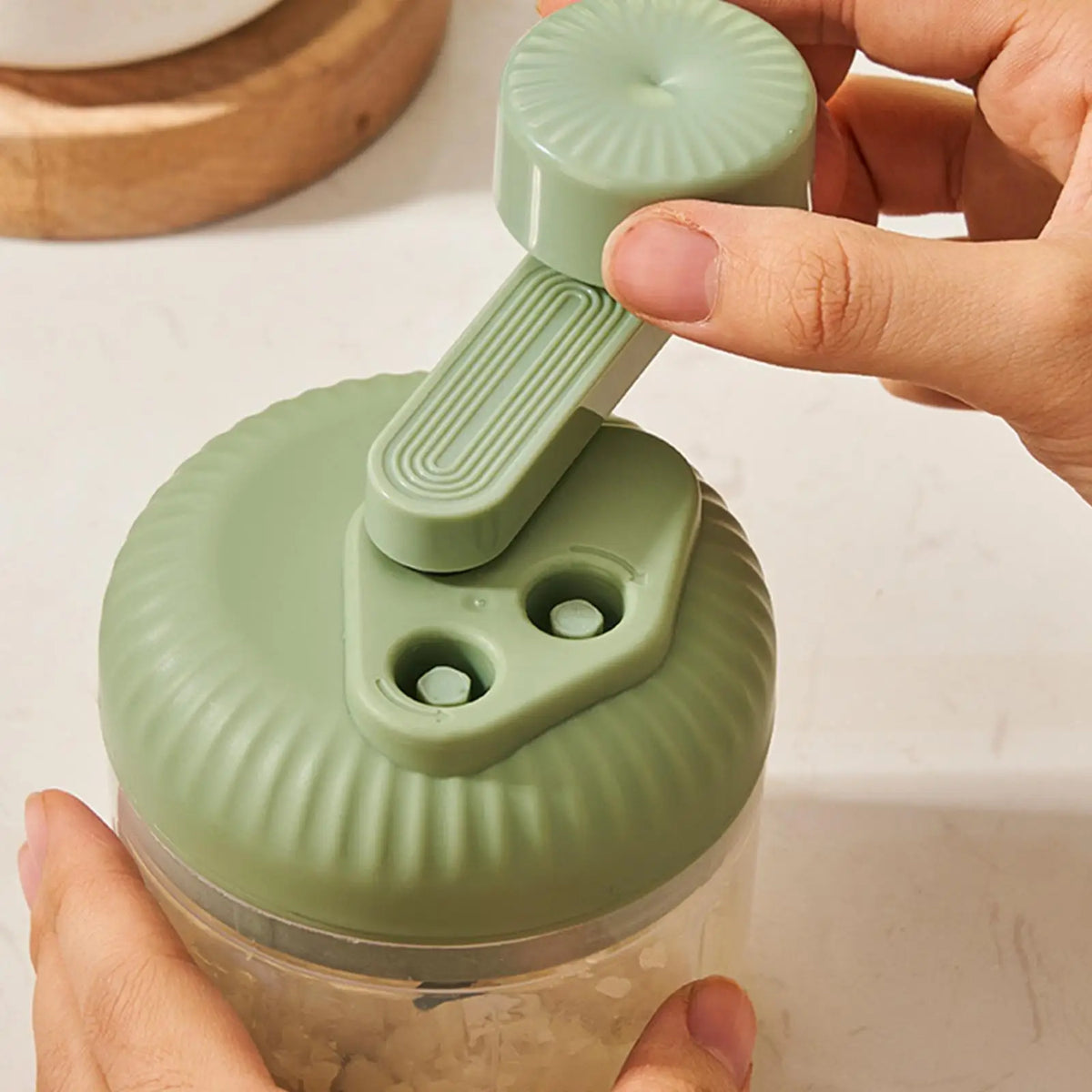 Manual Hand-Crank Vegetable Chopper & Garlic Mincer Manual Food Chopper PLUSH
