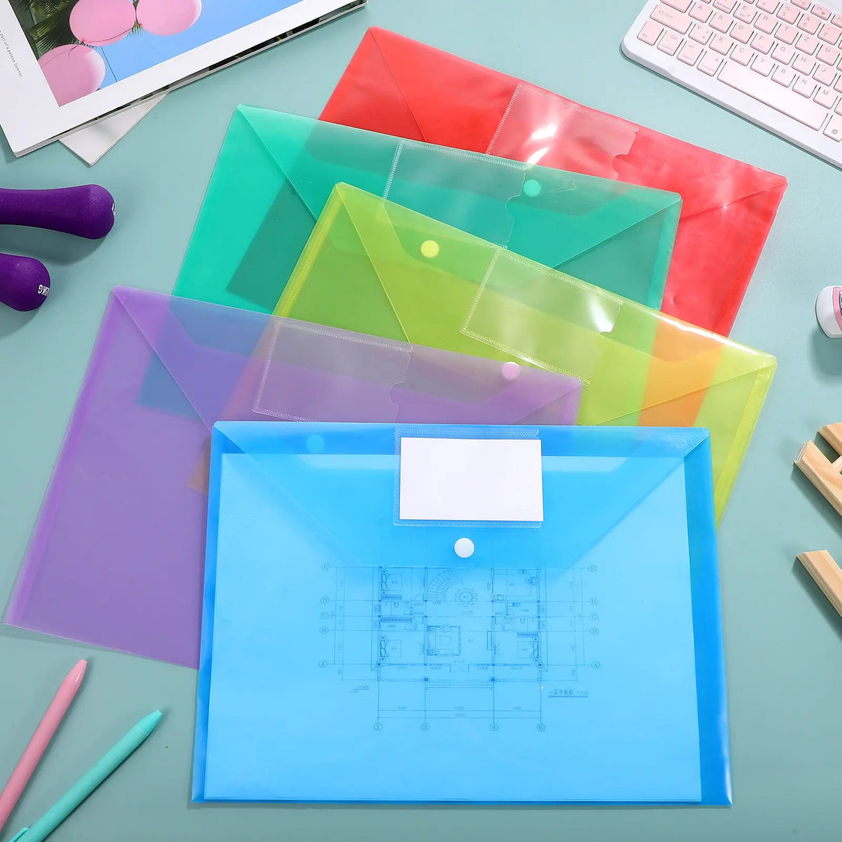 20pcs Plastic File Envelopes Document Organizers – Assorted Plastic File Envelopes PLUSH