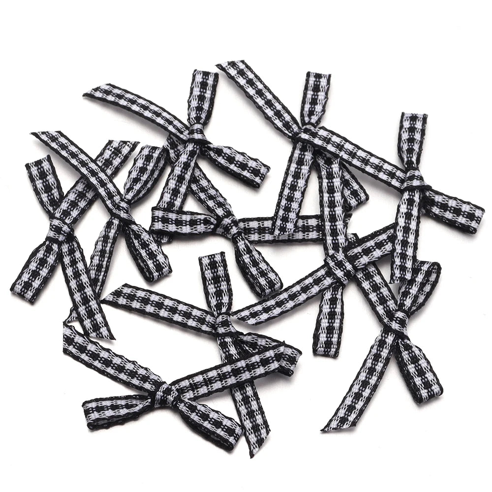 30pcs Plaid Handmade Bows – DIY Headwear & Gift Decoration Craft Bow Accessories PLUSH black