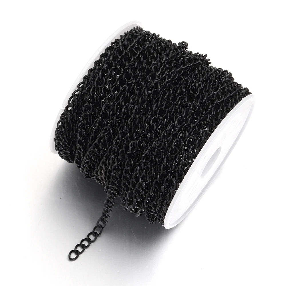10 Yards 3x4mm Metal O-Shape Link Chain for DIY Jewelry Making Jewelry Making Chain PLUSH Black