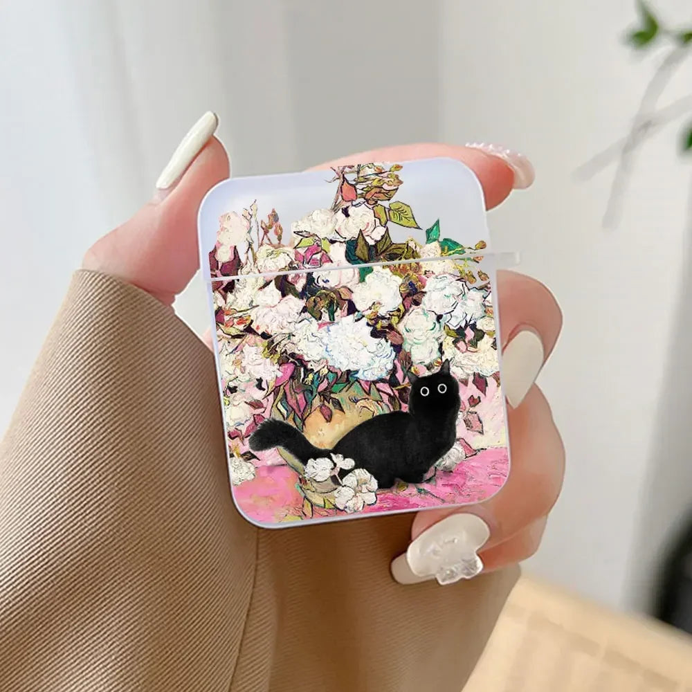 Van Gogh Cat AirPods Case – Retro Art Hard Cover All Models AirPods Case Cover PLUSH -6 for Airpods 1st 2nd