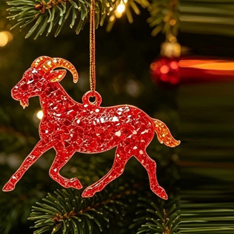 Zodiac Goat Acrylic Keychain – Double-Sided Cartoon Charm Acrylic Keychain PLUSH Red 3 40PCS