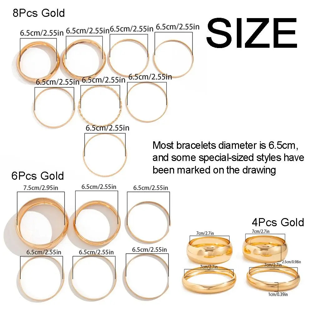 Vintage Punk Metal Bangle Set – Stackable Wide Bracelets 3–8pc Stackable Bangle Set PLUSH