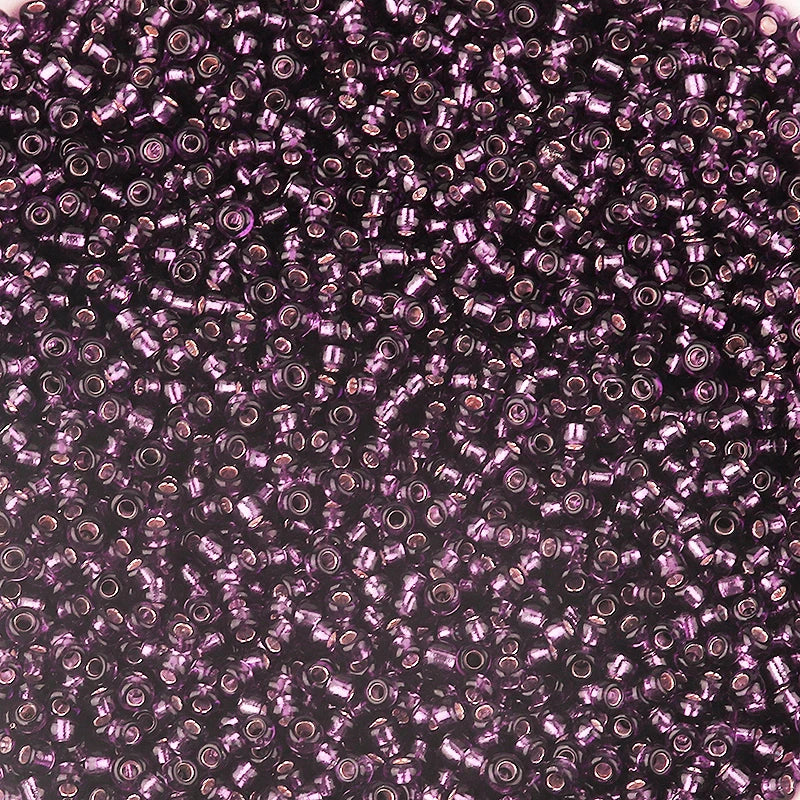 Silver Filled Glass Tube Seed Beads 10g – DIY Jewelry Making Glass Seed Beads PLUSH purple