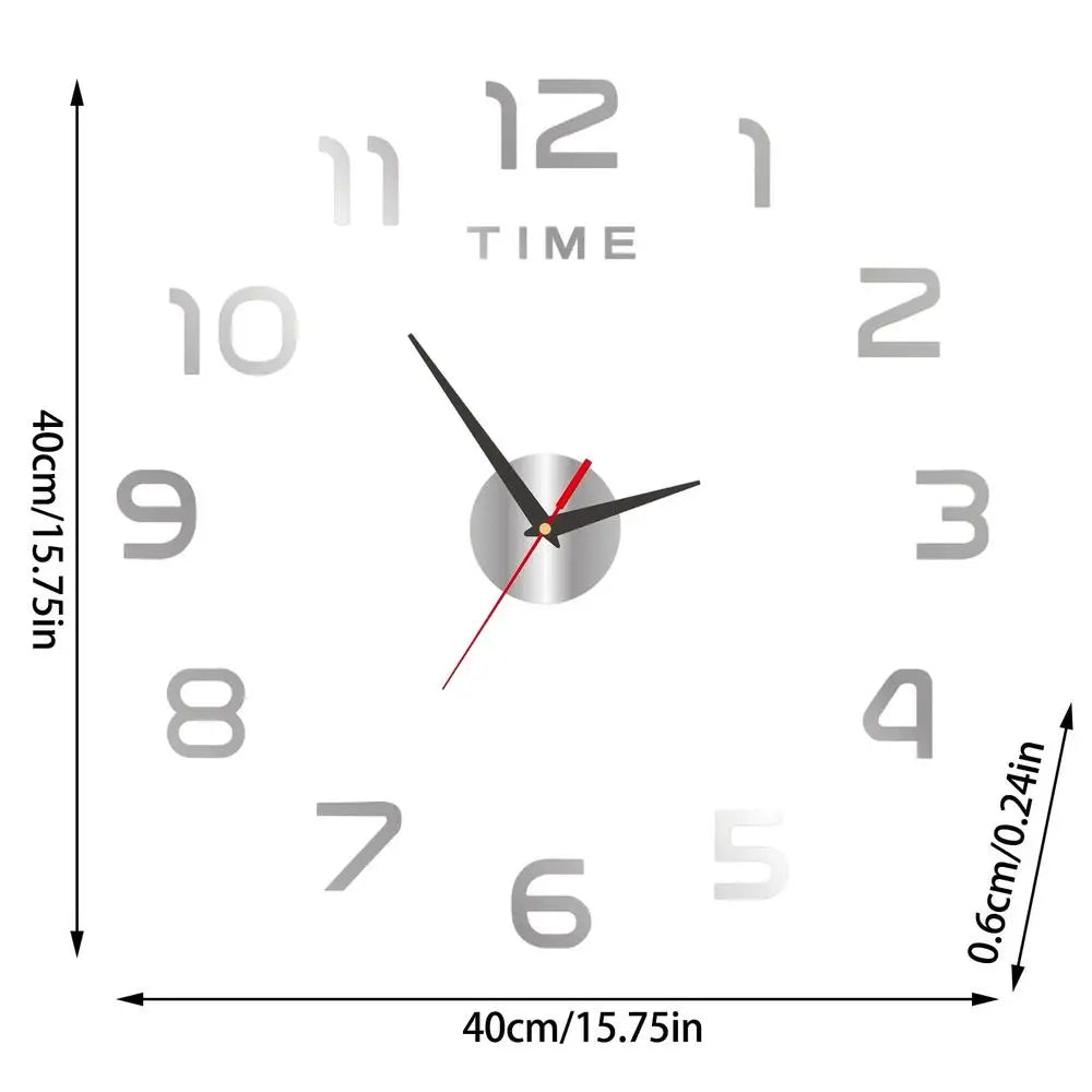 Acrylic Frameless DIY Wall Clock – Silent Modern Home Decor Decorative Wall Clock PLUSH Silver
