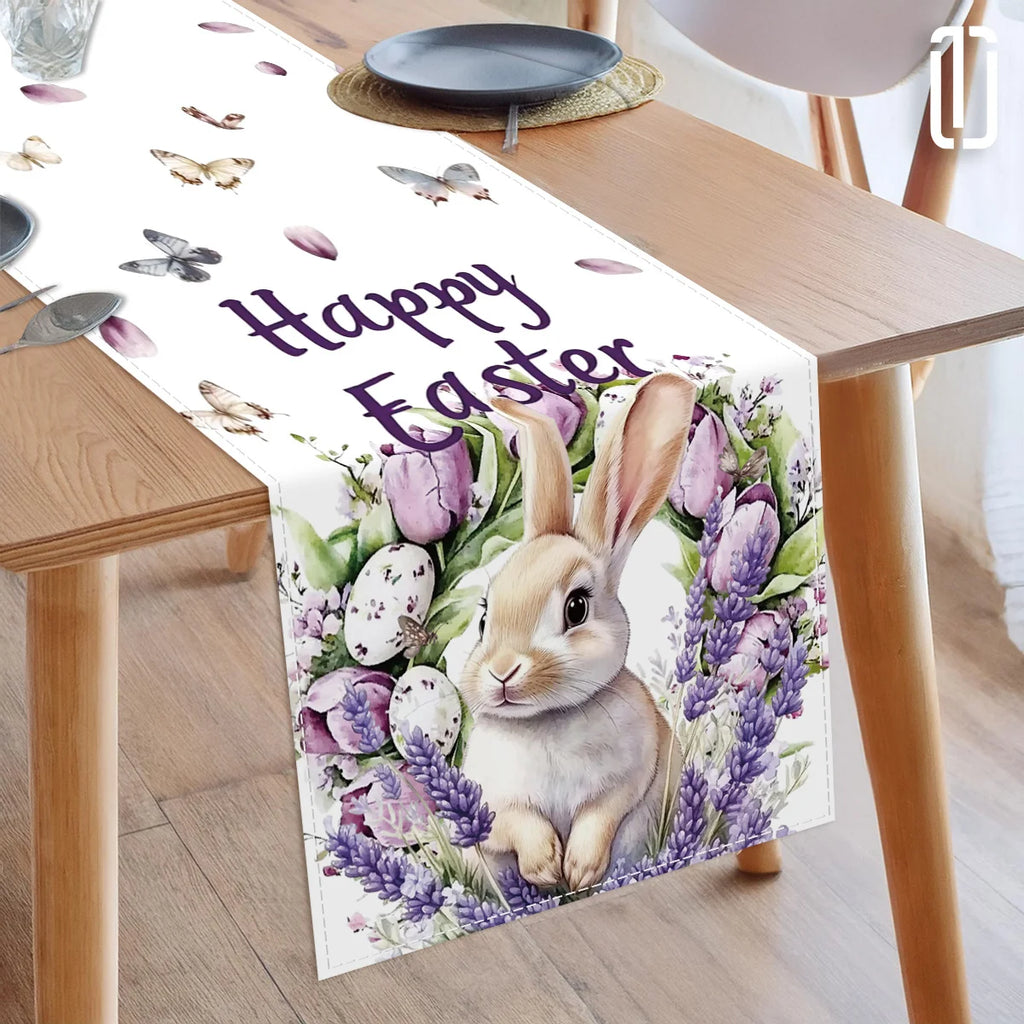 Easter Table Runner – Rabbit & Lavender Print | 3 Sizes Holiday Table Runner PLUSH